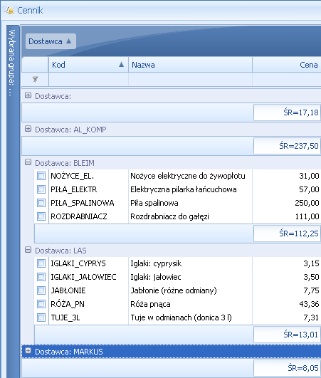 Str. 20 Moduł Kasa/Bank v. 2012.5.1 W praktyce możliwe jest wykorzystywanie na liście kilku agregacji różnych typów dla poszczególnych kolumn np.