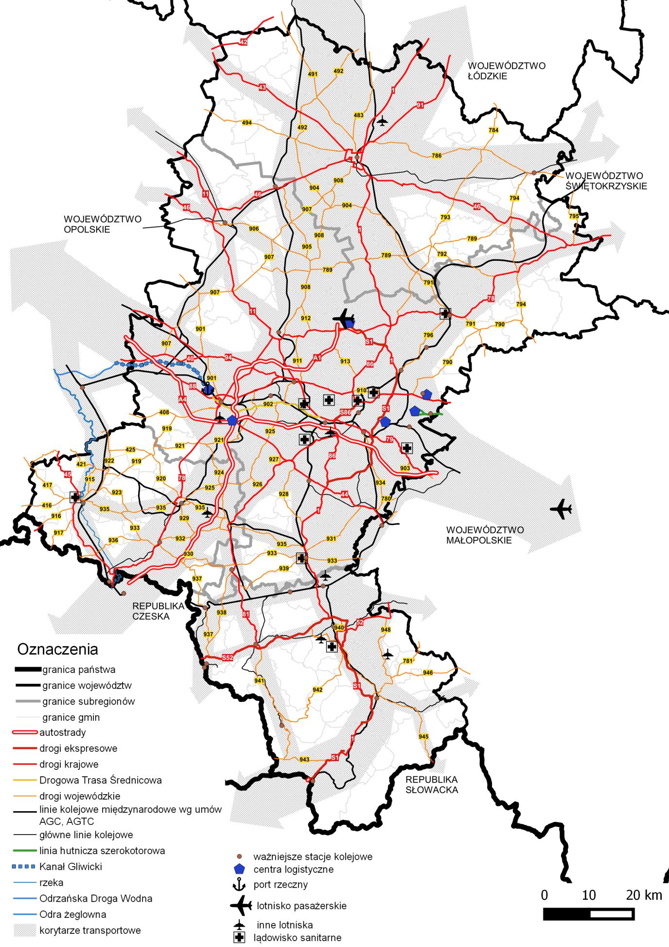 Mapa 19. System transportowy. Źródło: Opracowanie własne.