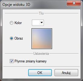 Podstawy działania programu Zapisz scenę jako obraz Zapisuje aktualny widok z okna 3D jako plik BMP, JPG lub PNG. Opcje Widoku 3D Ustawienia okna Widoku 3D. Powiększa widok projektu.