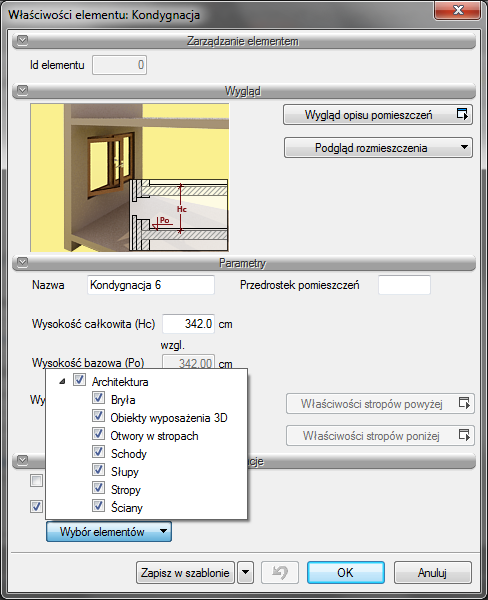 Podstawy działania programu Rys. 71 Lista elementów użytych na aktywnej kondygnacji możliwa do skopiowania 3.