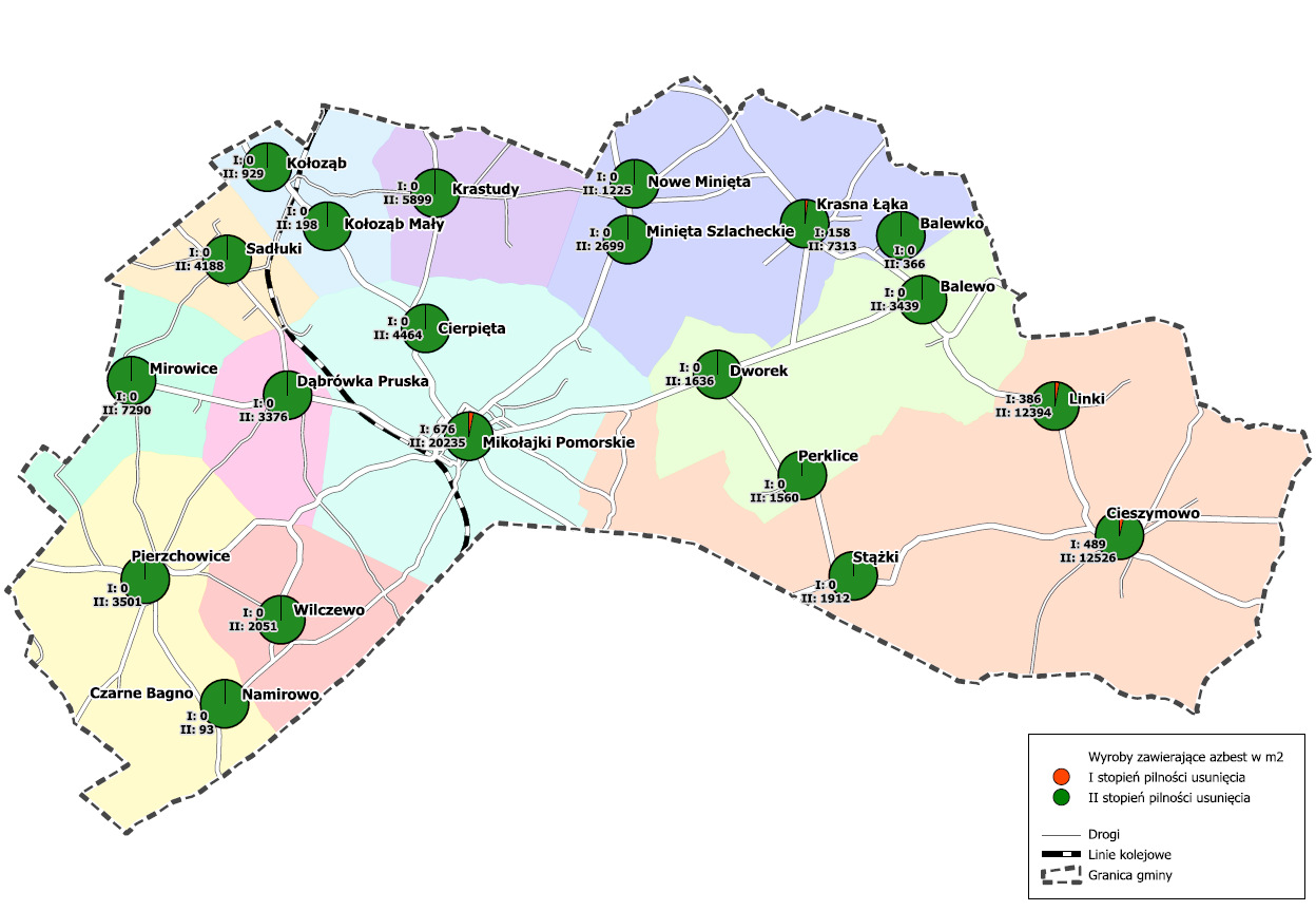 Mapa nr 1 Poglądowa mapa rozmieszczenia płyt azbestowo-cementowych na