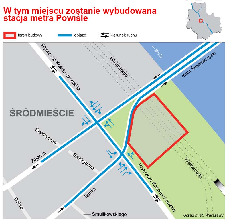 Wykonawca wszedł na plac budowy Konsorcjum budujące II linię metra zostało w poniedziałek (15 listopada) wprowadzone na plac budowy szybu startowego dla tarcz TBM u zbiegu Tamki i Wybrzeża