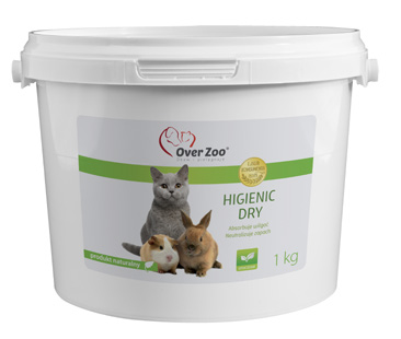 OTOCZENIE 1 kg 150 g Higienic Dry absorbuje wilgoć, neutralizuje zapach Innowacyjny preparat wspomagający działanie żwirków higienicznych, trocin i innych materiałów stosowanych jako ściółka dla