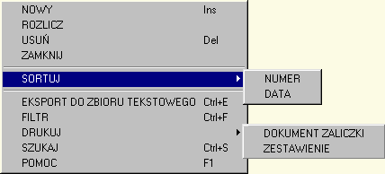 Przeglądane dokumenty mogą być sortowane według DATY i NUMERU dokumentu.