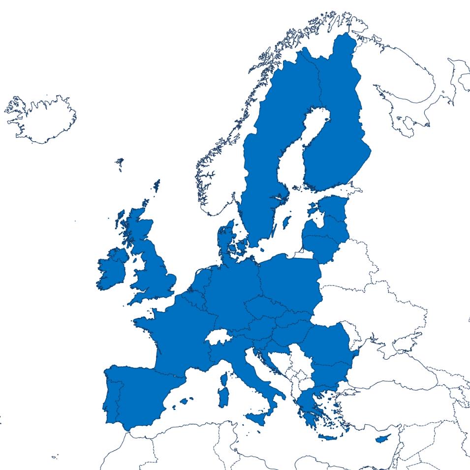Rysunek nr 3 Zasięg przestrzenny analizowanych programów działań kraje członkowskie Unii Europejskiej.