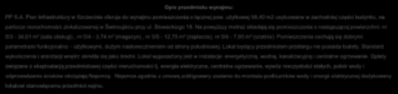 Na powyższy metraż składają się pomieszczenia o następującej powierzchni: nr 0/3-34,01 m 2 (sala obsługi), nr 0/4-3,74 m 2 (magazyn), nr 0/5-12,75 m 2 (zaplecze), nr 0/6-7,90 m 2 (szatnie).