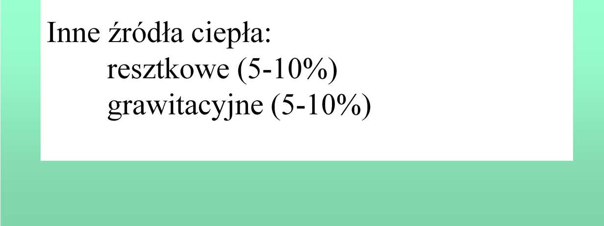 głębi Ziemi są również ciepło resztkowe (resztka po zawartości ciepła rozgrzanego globy sprzed 4,5 mln