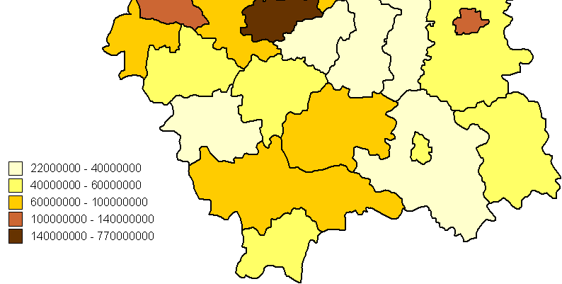 Wartość wybranych projektów do dofinansowania w MRPO według lokalizacji w powiatach stan na 13.01.2010 r.