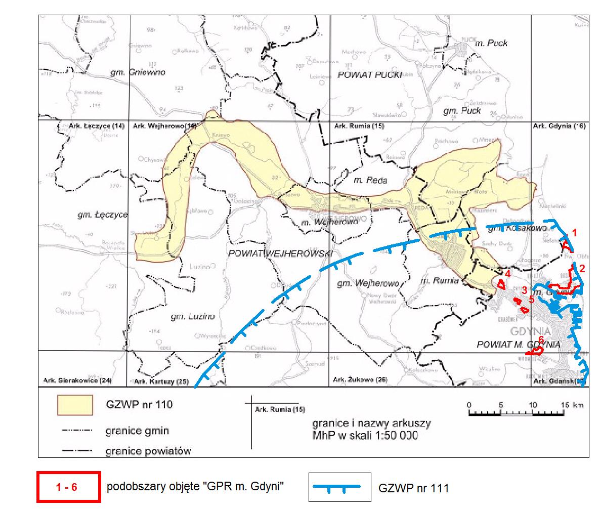 38 Obszarów Głównych Zbiorników Wód podziemnych (GZWP) w Polsce wymagających szczególnej ochrony (Kleczkowski, 1990) oraz zastosowano dodatkowe kryterium zalecające wyłączania z granic zbiornika tych