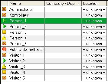 46 pl Zarządzanie personelem Access PE - Personnel Domyślny widok listy (kolumny Symbol, Name (Imię i nazwisko) oraz Company/Dept. (Firma/Dział) można ustawić indywidualnie dla każdej stacji roboczej.