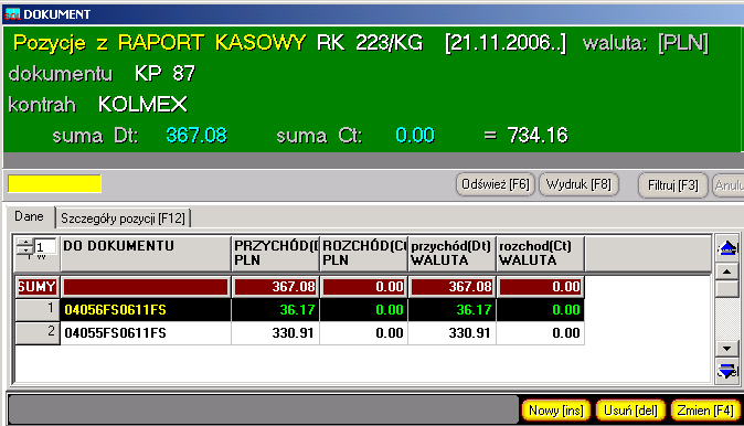 160 wybierając odpowiedni dokument program zaproponuje całą kwotę jaka była do rozliczenia na dokumencie ale jeśli kwota wpłacana w kasie jest inna poprawiamy ją na taką jak naprawdę wpłaca klient.