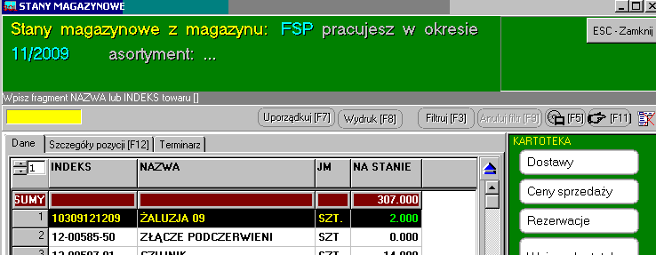 205 Rezerwacje magazynowe Tabela rezerwacji jest osobną bazą gdzie wprowadzamy dla danego magazynu co chcemy zarezerwować.