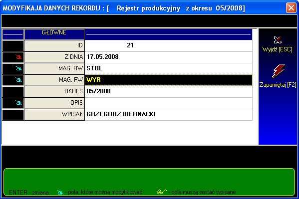 PW (na jaki magazyn trafią gotowe produkty).