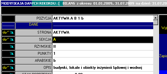 78 Budowanie nowego raportu analitycznego wykonujemy przez naciśnięcie przycisku INSERT i najwaŝniejsze jest wpisanie pola opis i zakresu dat, których dotyczy.