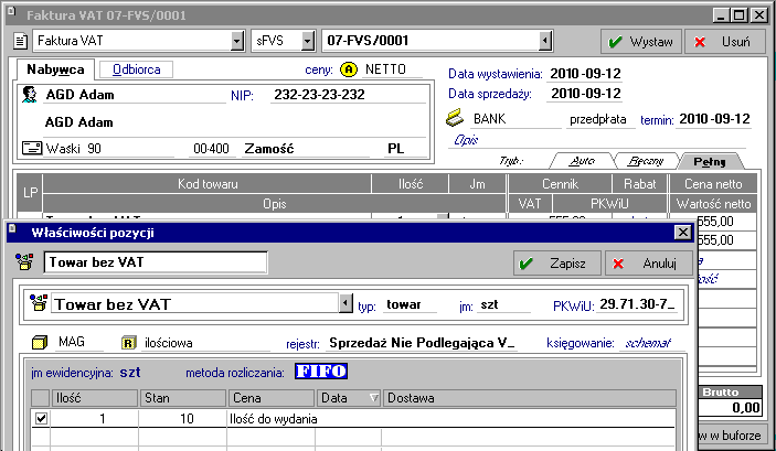 7 12 Podręcznik użytkownika Handel Opis Jest to pole zawierające pełną nazwę lub opis towaru. Jego zawartość pobierana jest z kartoteki towarów.