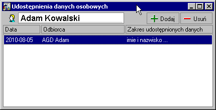 Przegląd parametrów pracy, uprawnień użytkowników i operacji 9 33 Po wybraniu tego polecenia otwiera się okno umożliwiające rejestrację, przeglądanie i usuwanie kodów towarów wykorzystywanych przez