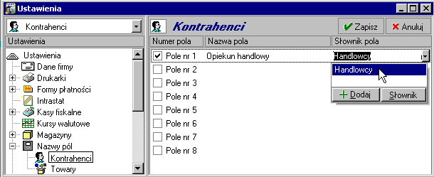 4 16 Podręcznik użytkownika Handel Rys. 4-12 Okno danych magazynu. Program umożliwia wymianę dokumentów pomiędzy różnymi oddziałami firmy oraz między oddziałami a centralą.