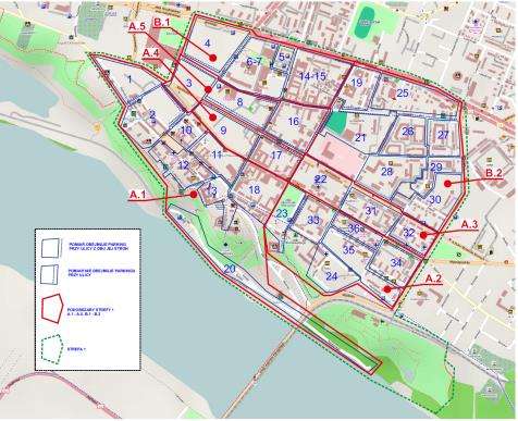 Parkowanie - stan istniejący Szczególnie istotne w obszarze centralnym miasta Płocka jest przeanalizowanie zapełnienia