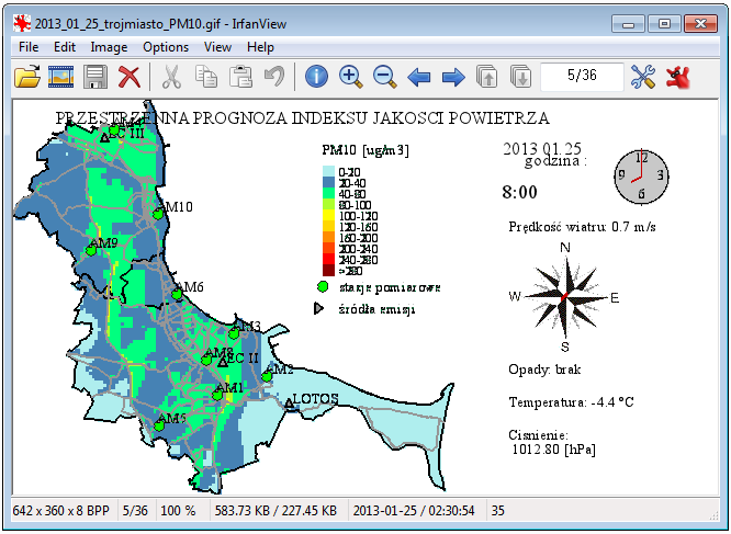 5. Ocena jakości powietrza w Aglomeracji i Tczewie Ryc.107. Prognoza indeksu jakości powietrza 25.01.