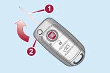 KLUCZYKI KLUCZYK MECHANICZNY Metalowa wkładka kluczyka służy do uruchamiania wyłącznika zapłonu i zamka drzwi kierowcy. KLUCZYK Z PILOTEM 1) Metalowa wkładka 1 rys.
