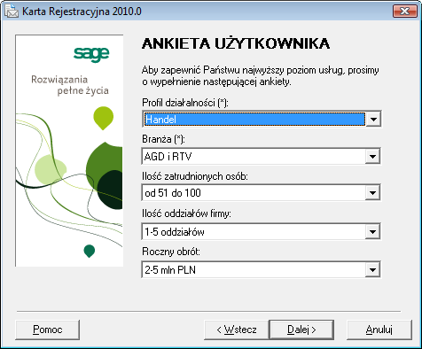 Ustawienia administracyjne 3 21 Rys. 3-18 Ankieta użytkownika. 8. Po wypełnieniu ankiety pojawia się kolejne okno, które umożliwi Ci ostateczną weryfikację wprowadzonych danych do aktywacji. Rys. 3-19 Weryfikacja danych dla aktywowanych danych firmy.