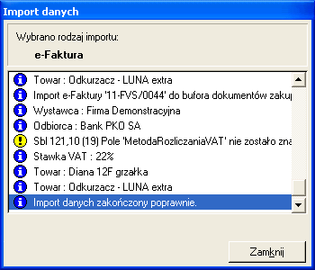 5 12 Podręcznik użytkownika Symfonia e-dokumenty Rys. 5-15 Okno Symfonia e-dokumenty - Wybór elementów: Dokumenty zakupu z zaznaczonymi dokumentami do importu. 4.