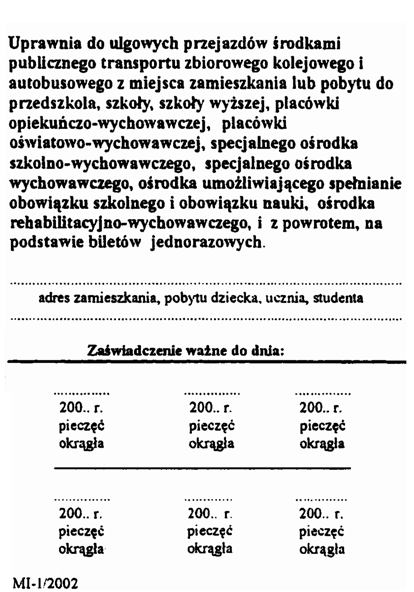 Wzór nr 25 do 17 WZÓR LEGITYMACJI OSOBY NIEPEŁNOSPRAWNEJ WZÓR ZAŚWIADCZENIA DLA JEDNEGO Z RODZICÓW LUB OPIEKUNA DZIECI I MŁODZIEŻY DOTKNIĘTYCH INWALIDZTWEM LUB