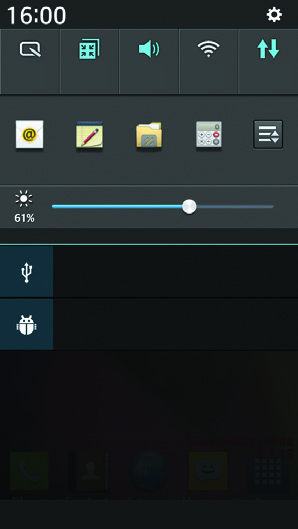 Pending notifications Bluetooth, Wi-Fi & battery status Opening the notifications panel Swipe down from the status bar to open the notifications panel.