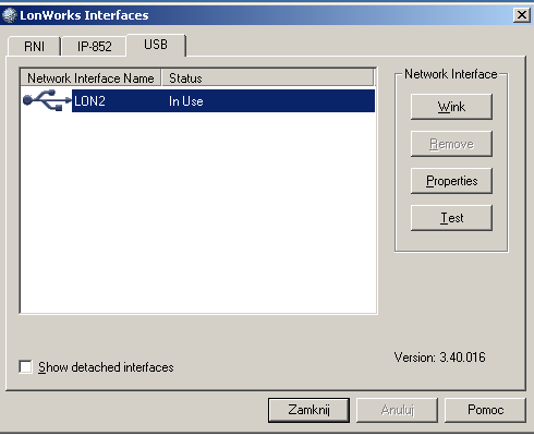 wysłanie wiadomości z neuron ID. Każdy odebrany pakiet powoduje mignięcie diodą RX na interfejsie U10. Rys 2. Okno programu LonWorks Interfaces Utworzenie nowego projektu sieci LonWorks. 1.