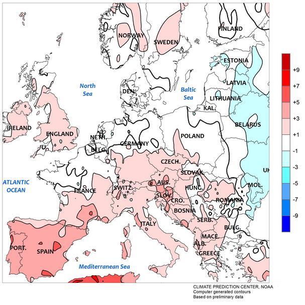 Strona 3 z 5 Prognozowane odchylenie temperatur od normy w Polsce i innych krajach