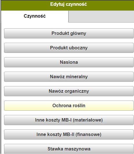 Na Agrinavia MOBILE Jeśli chcemy w danej czynności dodać środek, należy kliknąć w pole tej czynności Pojawi się okno: