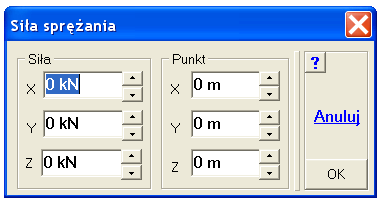Suplement S2. Siły spręŝenia Przy zadawaniu sił skupionych na planszy z opisem składowych jest przycisk Z pliku. Pozwala on wprowadzić obciąŝenie siłami skupionymi przygotowanymi w pliku tekstowym.