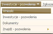 3 Inwestycje pozwolenia Użytkownik posiada możliwość przeglądania danych atrybutowych oraz graficznych, wyszukiwania obiektów według zadanych kryteriów, eksportu danych do pliku (excel, pdf, csv),