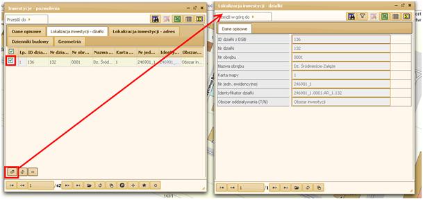W celu zobaczenia działki na której jest zlokalizowana inwestycja użytkownik przechodzi