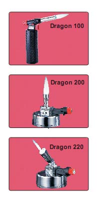 PALNIKI LABORATORYJNE SERIA DRAGON model Dragon 100 Dragon 200 Dragon 220 zapłon elektroniczny 0 wysoka temperatura pracy do1300 C pojemność zbiornika 45g czas pracy 60 min Dragon 100 posiada zawór