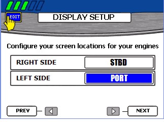 Rozdził 2 - Konfigurcj i klircj Disply Setup (Konfigurcj ekrnu) Ekrn DISPLAY SETUP (Konfigurcj ekrnu) umożliwi wyór miejsc, w którym dne kżdego z silników są wyświetlne w VesselView.