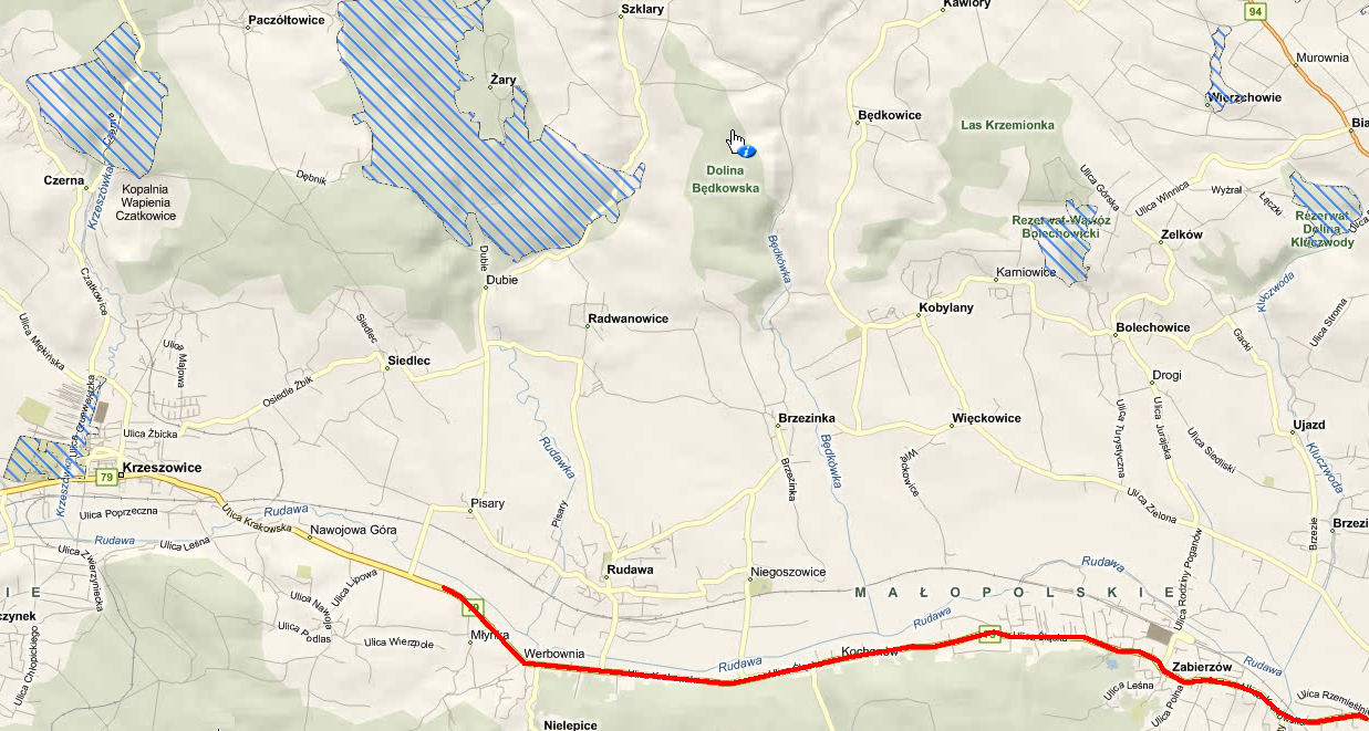Przegląd ekologiczny dla drogi krajowej nr 79 w gminie Zabierzów wraz z określeniem granic obszaru Rys.