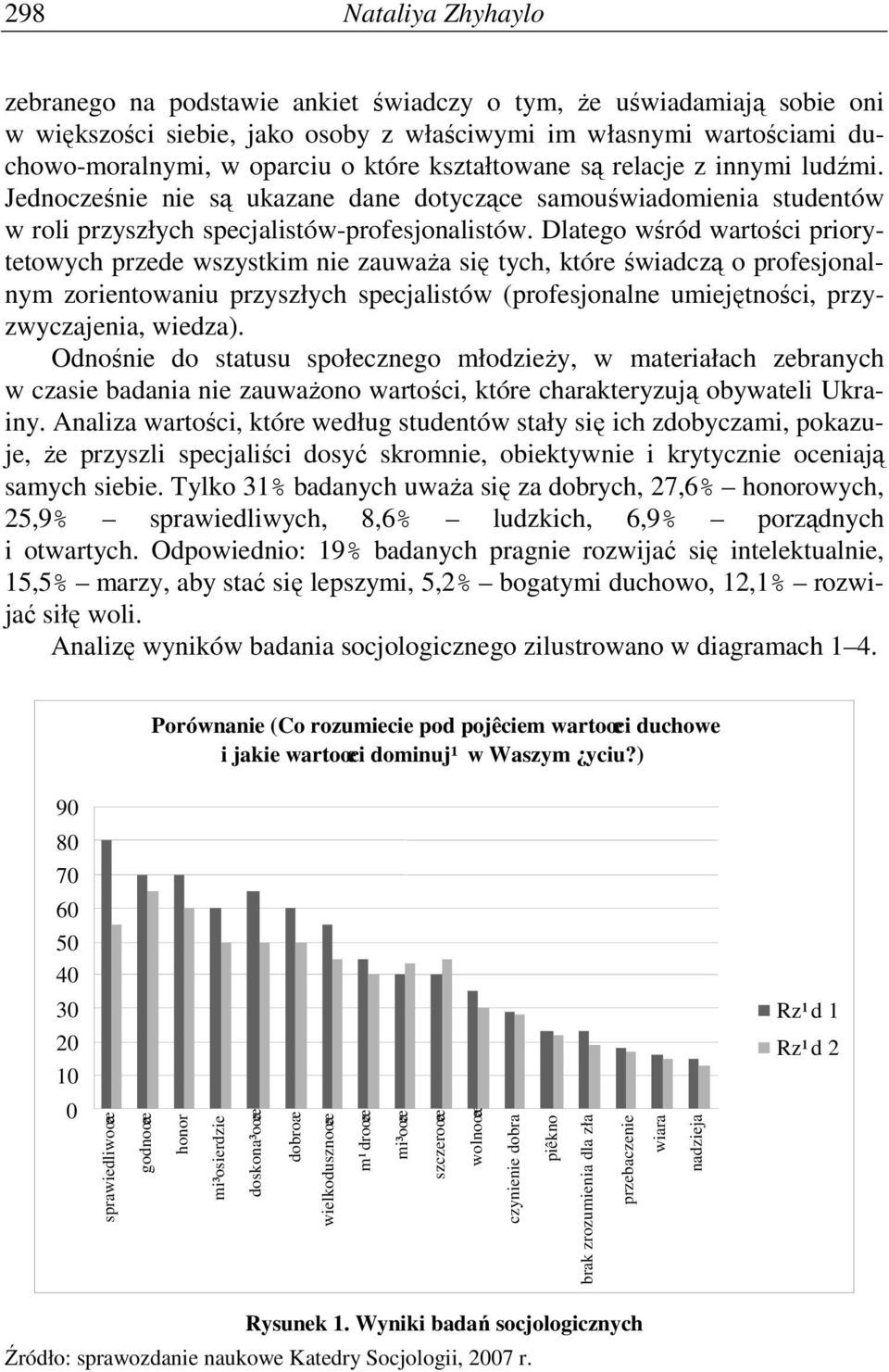 Dlatego wśród wartości priorytetowych przede wszystkim nie zauwaŝa się tych, które świadczą o profesjonalnym zorientowaniu przyszłych specjalistów (profesjonalne umiejętności, przyzwyczajenia,