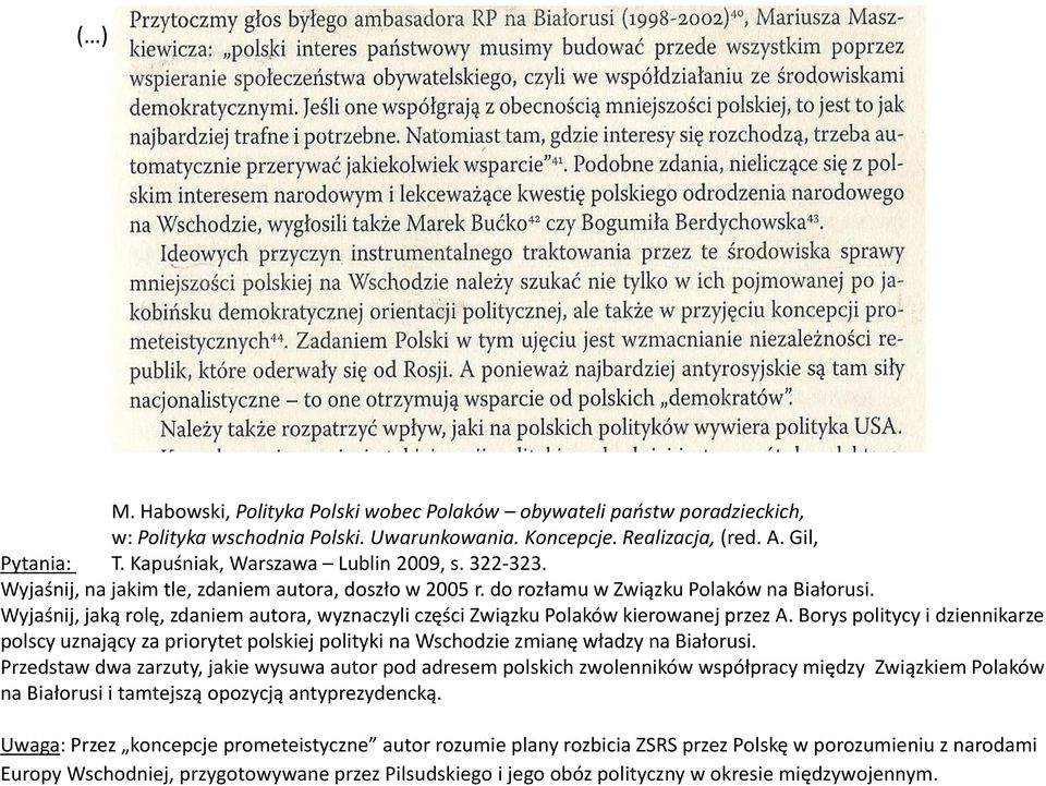 Wyjaśnij, jaką rolę, zdaniem autora, wyznaczyli części Związku Polaków kierowanej przez A.