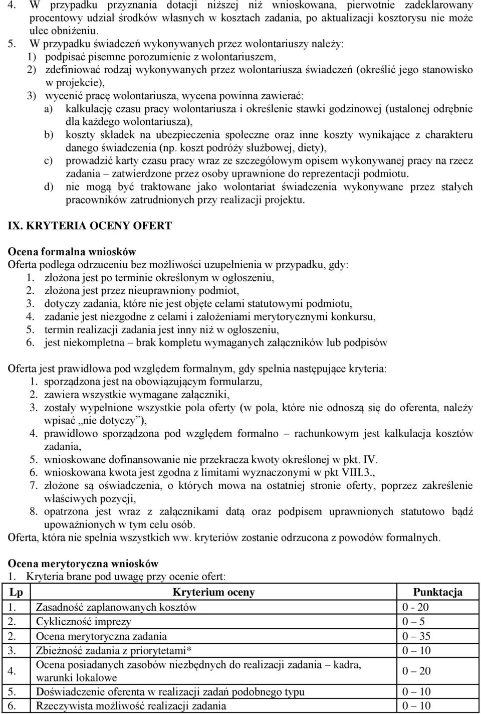 stanowisko w projekcie), 3) wycenić pracę wolontariusza, wycena powinna zawierać: a) kalkulację czasu pracy wolontariusza i określenie stawki godzinowej (ustalonej odrębnie dla każdego