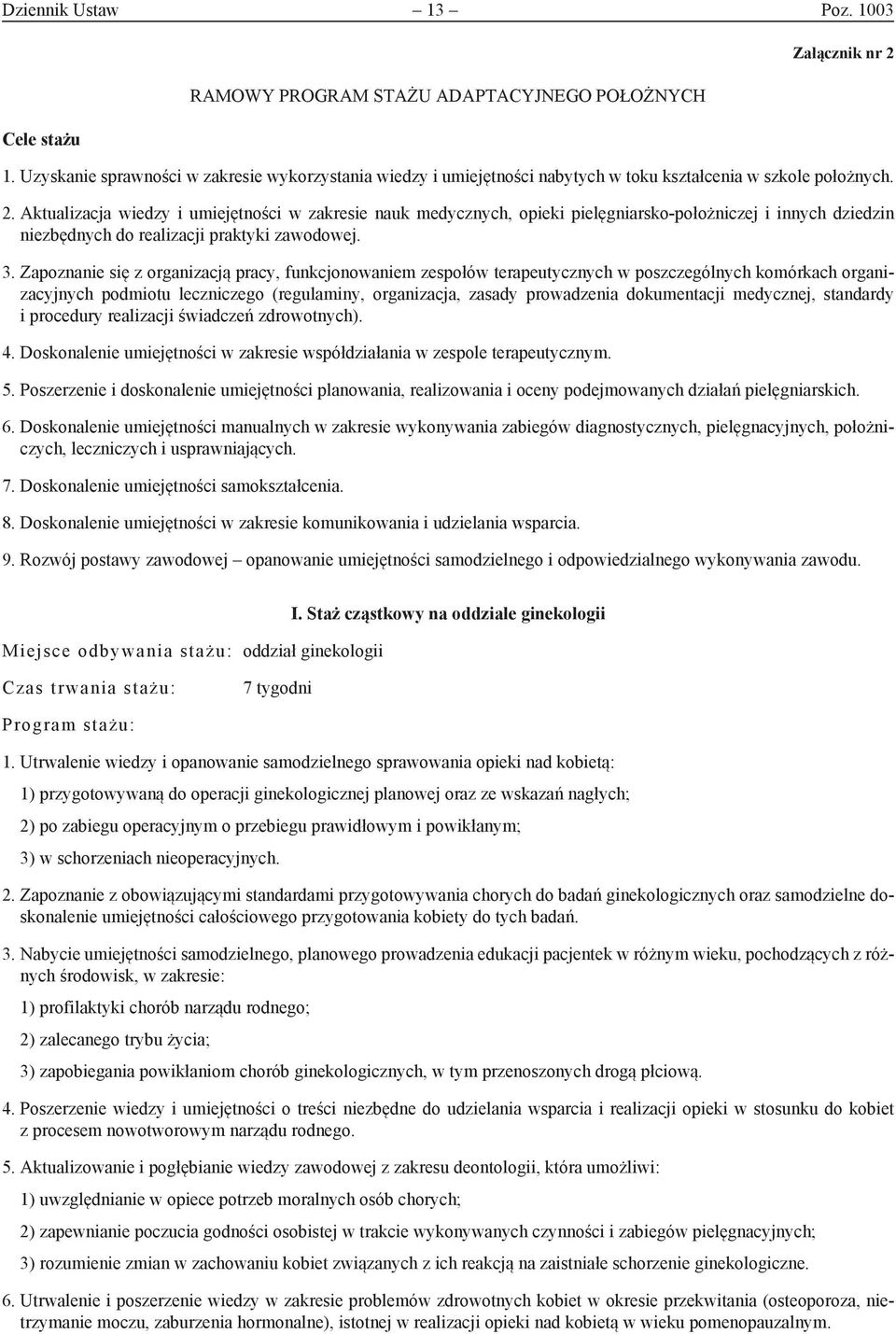 Aktualizacja wiedzy i umiejętności w zakresie nauk medycznych, opieki pielęgniarsko-położniczej i innych dziedzin niezbędnych do realizacji praktyki zawodowej. 3.