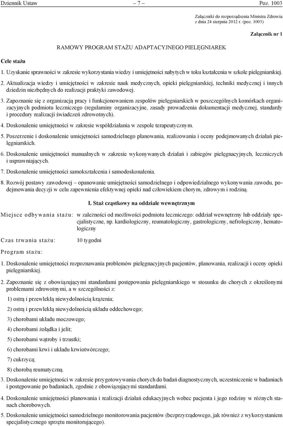 Aktualizacja wiedzy i umiejętności w zakresie nauk medycznych, opieki pielęgniarskiej, techniki medycznej i innych dziedzin niezbędnych do realizacji praktyki zawodowej. 3.