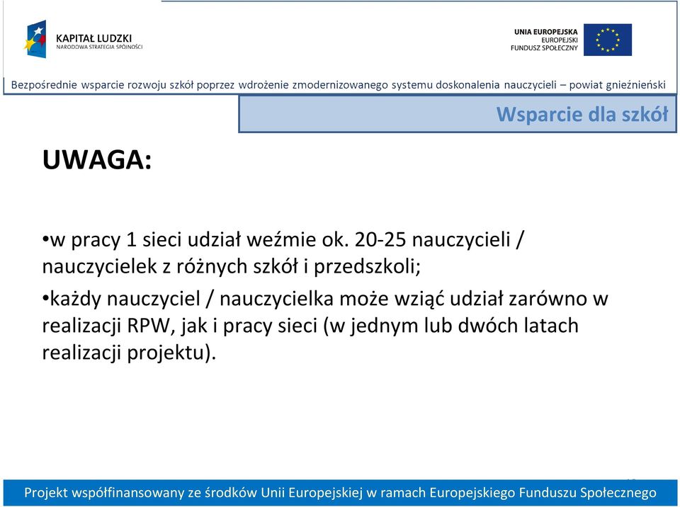 każdy nauczyciel / nauczycielka może wziąć udział zarówno w