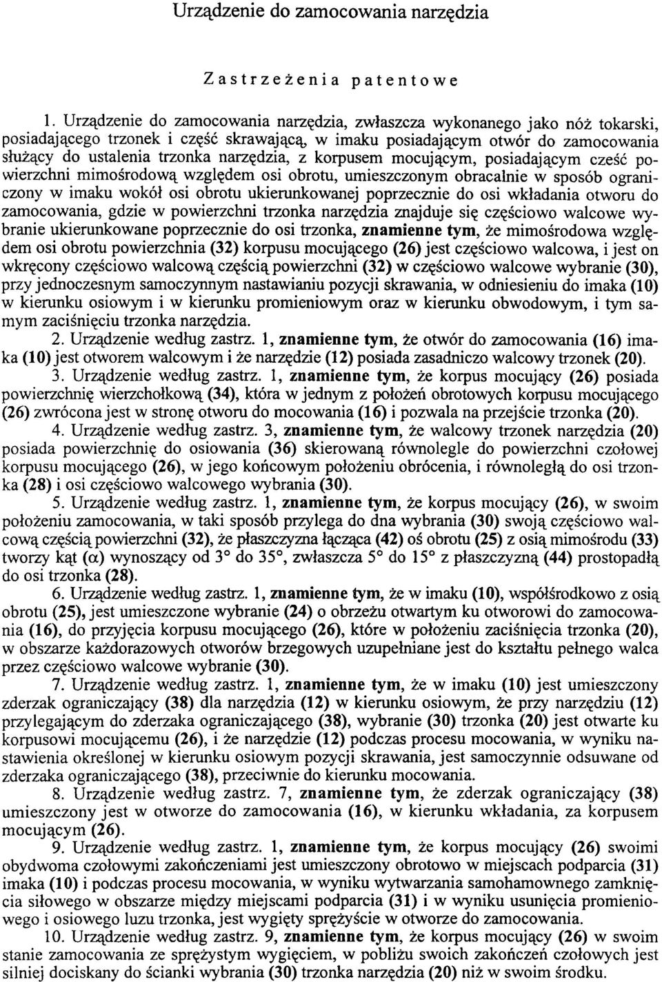 narzędzia, z korpusem mocującym, posiadającym cześć powierzchni mimośrodową względem osi obrotu, umieszczonym obracalnie w sposób ograniczony w imaku wokół osi obrotu ukierunkowanej poprzecznie do