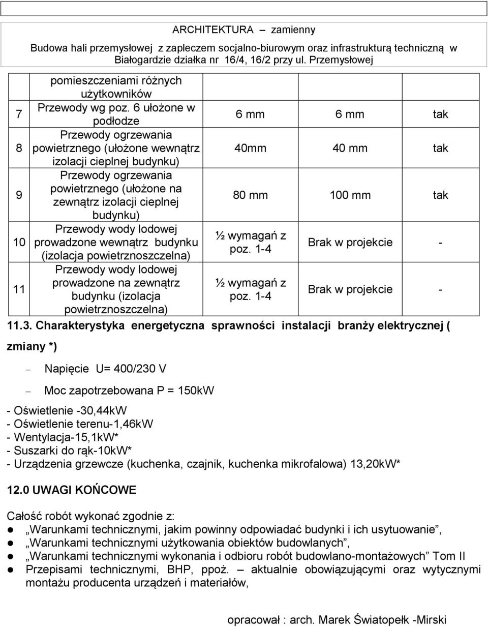 cieplnej 80 mm 100 mm tak budynku) Przewody wody lodowej ½ wymagań z 10 prowadzone wewnątrz budynku poz.