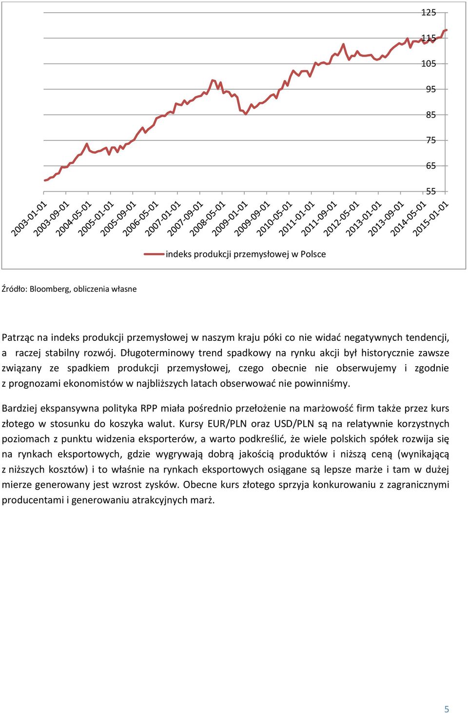 latach obserwować nie powinniśmy. Bardziej ekspansywna polityka RPP miała pośrednio przełożenie na marżowość firm także przez kurs złotego w stosunku do koszyka walut.