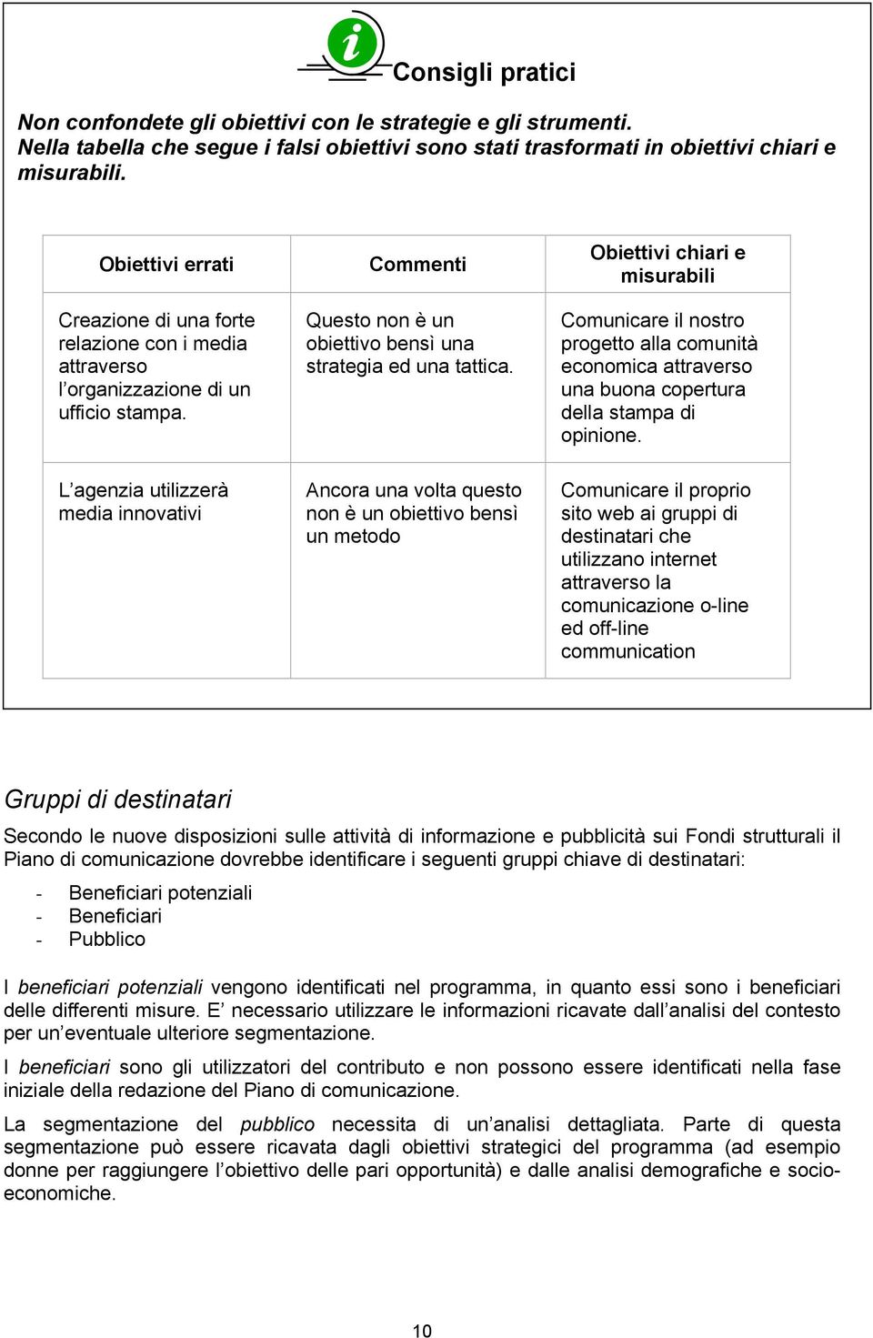 L agenzia utilizzerà media innovativi Commenti Questo non è un obiettivo bensì una strategia ed una tattica.