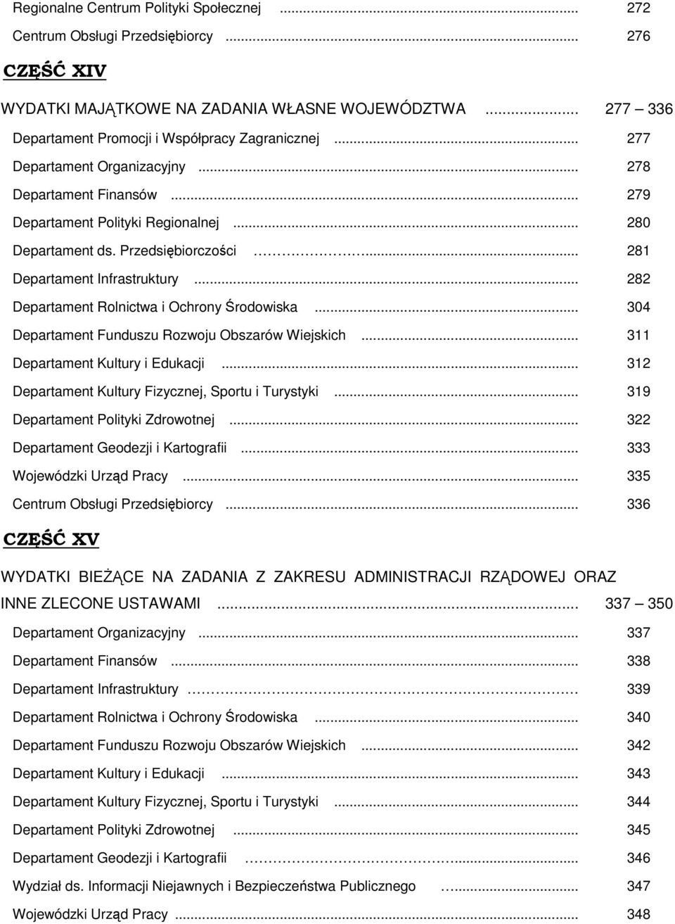 .. 282 Departament Rolnictwa i Ochrony Środowiska... 304 Departament Funduszu Rozwoju Obszarów Wiejskich... 311 Departament Kultury i Edukacji... 312 Departament Kultury Fizycznej, Sportu i Turystyki.