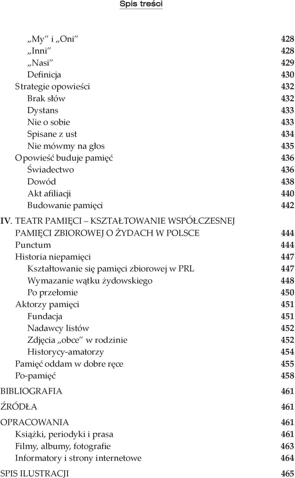 TEATR PAMIĘCI KSZTAŁTOWANIE WSPÓŁCZESNEJ PAMIĘCI ZBIOROWEJ O ŻYDACH W POLSCE 444 Punctum 444 Historia niepamięci 447 Kształtowanie się pamięci zbiorowej w PRL 447 Wymazanie wątku żydowskiego 448