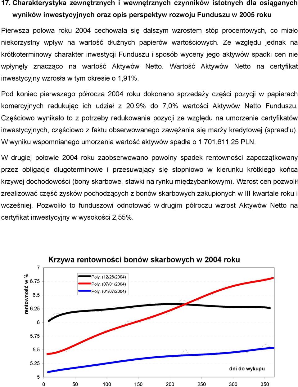 Ze względu jednak na krótkoterminowy charakter inwestycji Funduszu i sposób wyceny jego aktywów spadki cen nie wpłynęły znacząco na wartość Aktywów Netto.